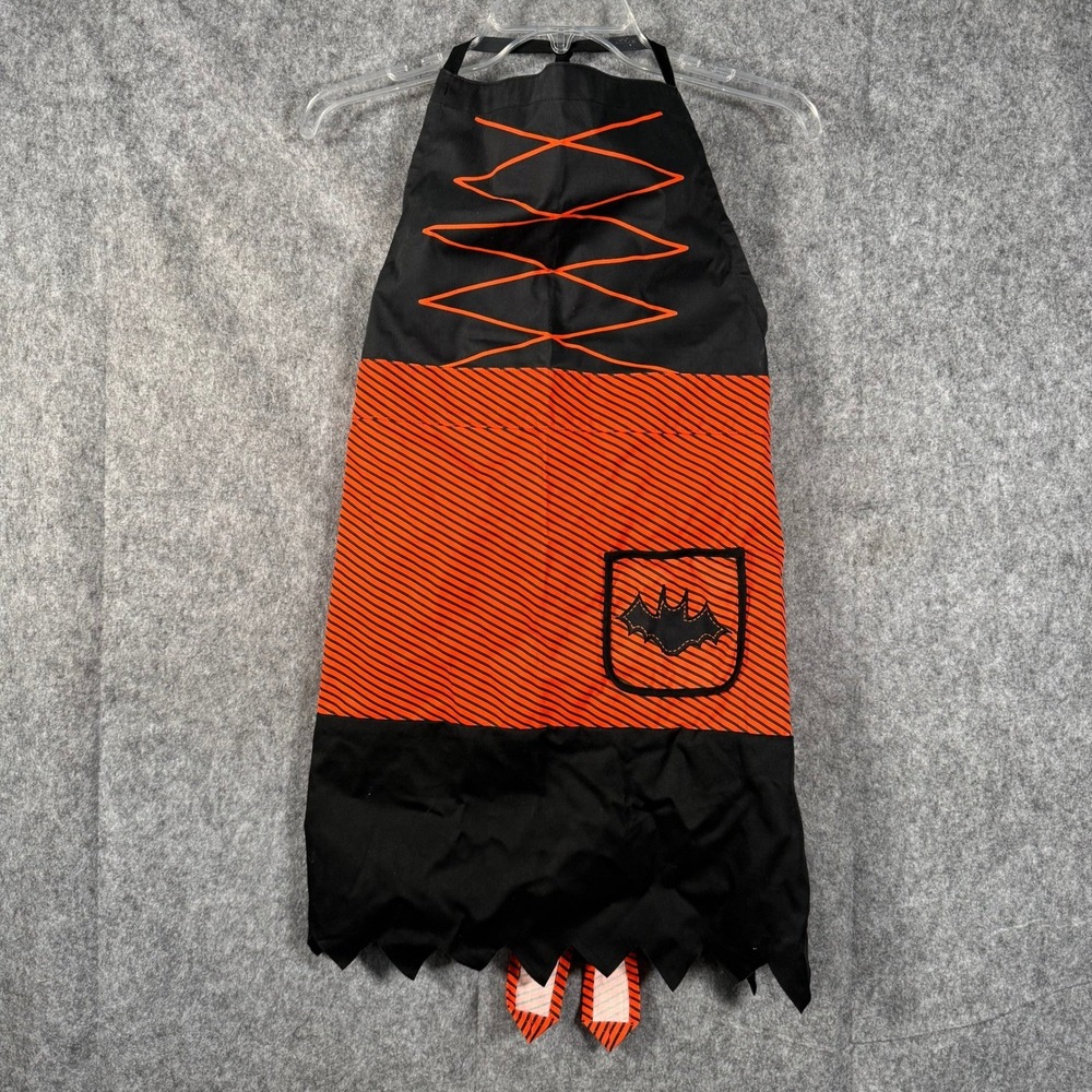 Halloween Apron Black Orange Bat Witch Costume Spooky Party Holiday Decor